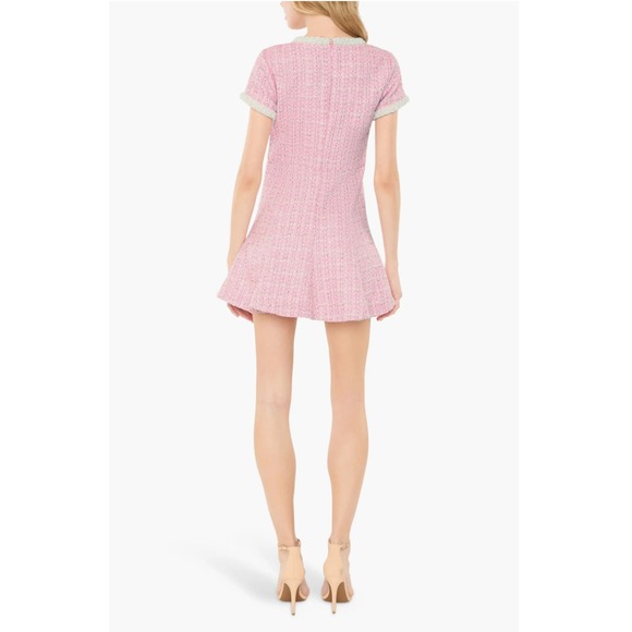 Likely Brie Beaded Tweed Pink Minidress Size 2 - Picture 2 of 9